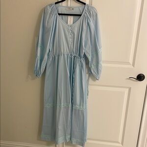 Light Blue Midi Dress with Lace Details